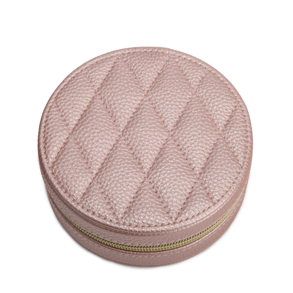 brouk & co Leah Quilted Round Travel Jewelry Case