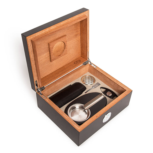 brouk & co Matte Black Cigar Humidor Gift Set