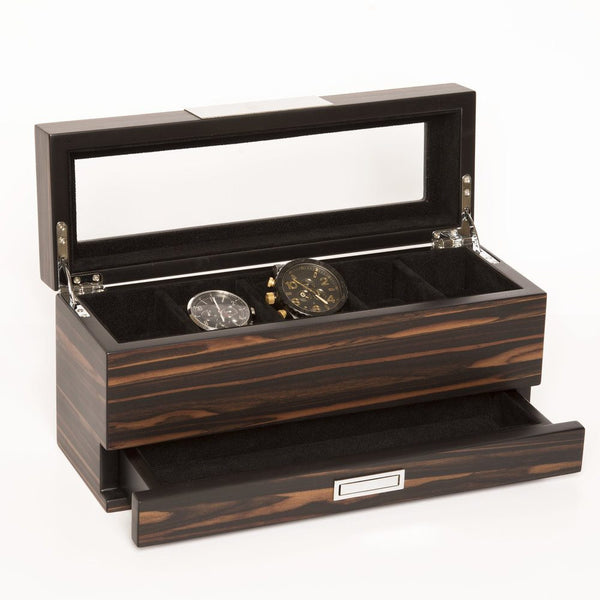 brouk & co Matte Ebony 5-Slot Watch Box & Jewelry Tray