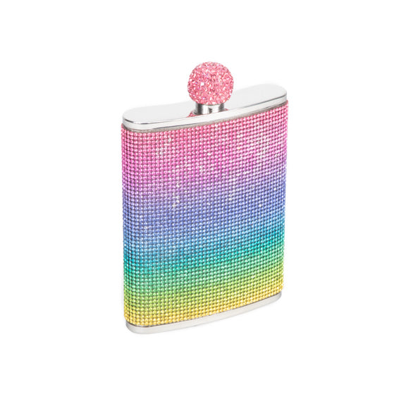 Brouk & Co The Rainbow Rhinestone Flask - 8 Oz