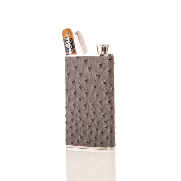 Brouk & Co The Wingman Flask & Cigar Holder (Ostrich)