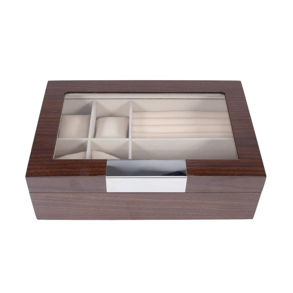 brouk & co Wood Glass Top Jewelry Box