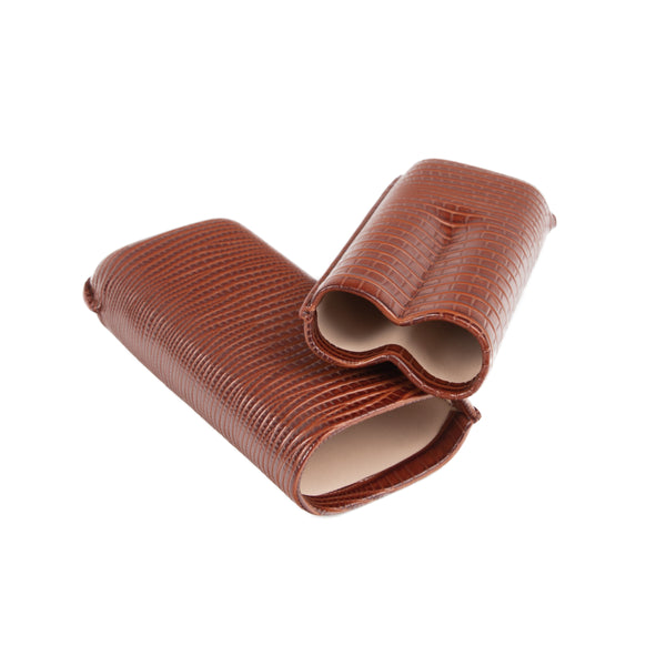 brouk & co Brown Lizard Double Cigar Holder (Genuine Leather)