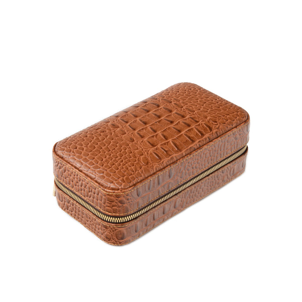 Brouk & Co Dean Croco Cigar Travel Humidor Case (Brown)