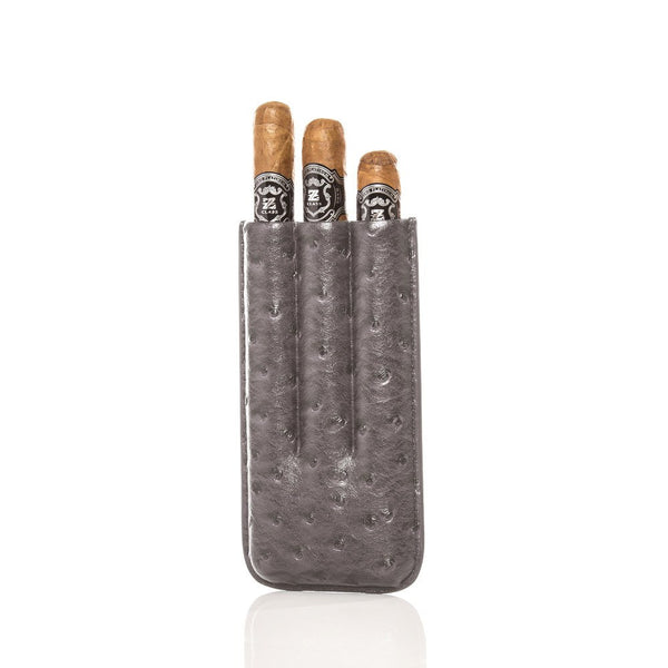 Brouk & Co Keep It Fresh Cigar Holder Triple In Ostrich Leather