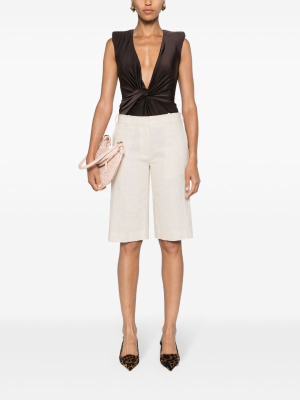 Browns 16Arlington Light Beige Twill Tailored Shorts | Browns Knee-Length Shorts