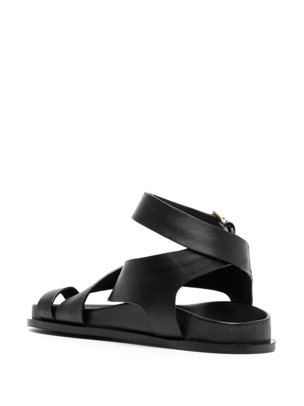 Browns A.EMERY Black Jalen Flat Leather Sandals | Browns Sandals