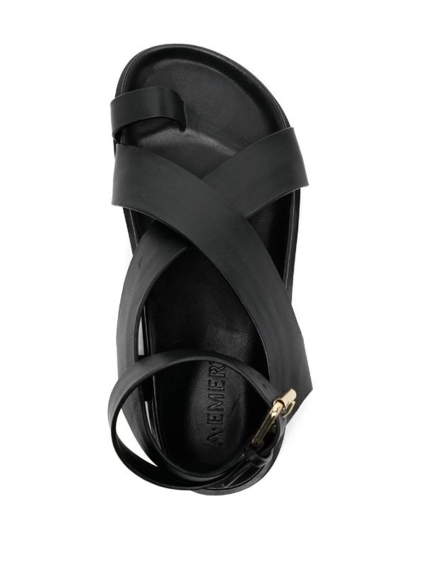 Browns A.EMERY Black Jalen Flat Leather Sandals | Browns Sandals