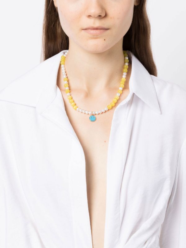 Browns A Sinner In Pearls Gold-tone Smiley Pearl Quartz Necklace | Browns Necklaces