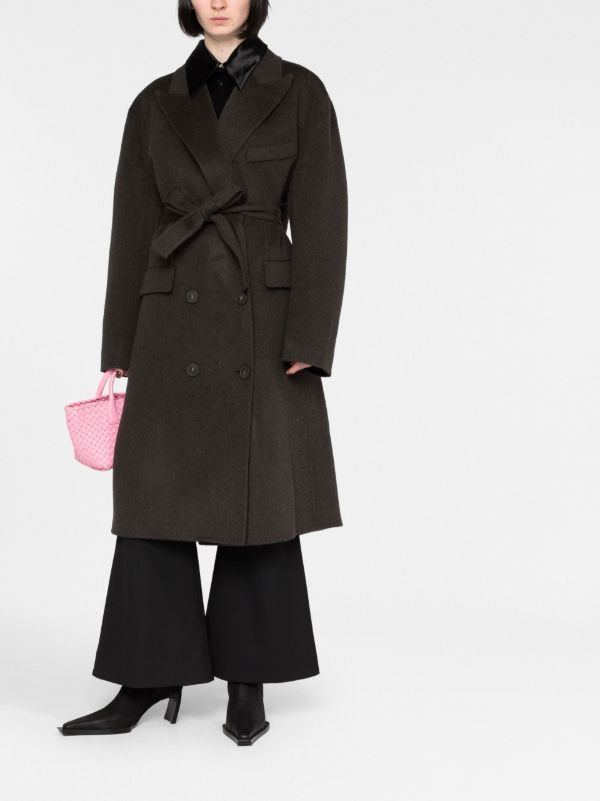 Browns Acne Studios Grey Tie Waist Wool Coat | Browns Oversized Coats
