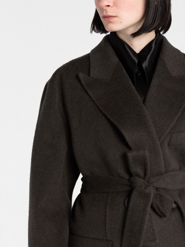 Browns Acne Studios Grey Tie Waist Wool Coat | Browns Oversized Coats