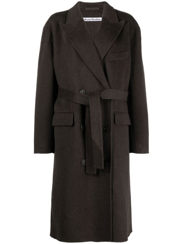 browns Acne Studios Grey Tie Waist Wool Coat | Browns Oversized Coats