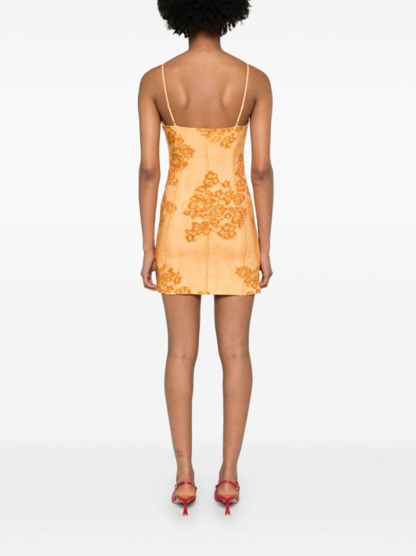 Browns Acne Studios Orange Trompe L'oeil Print Strap Dress | Browns Day Dresses