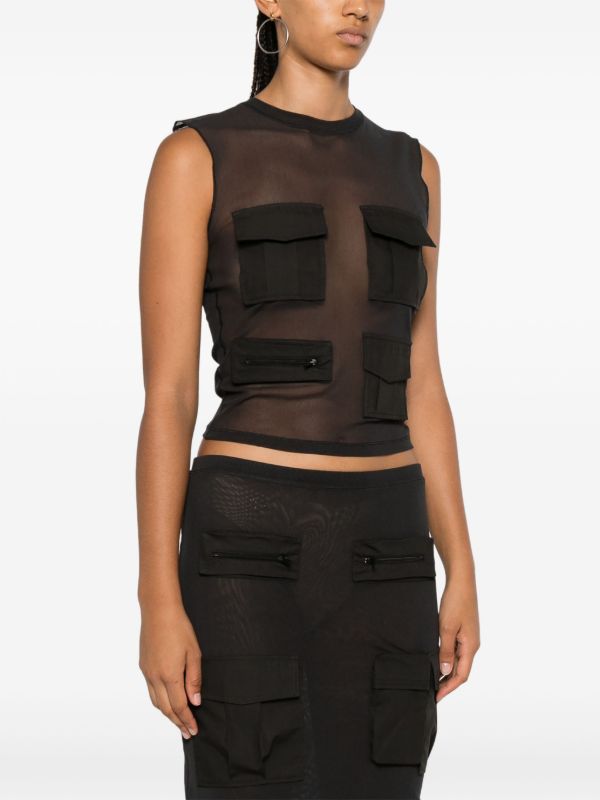 Browns Acne Studios Sheer Cargo Tank Top | Browns Vests & Tank Tops