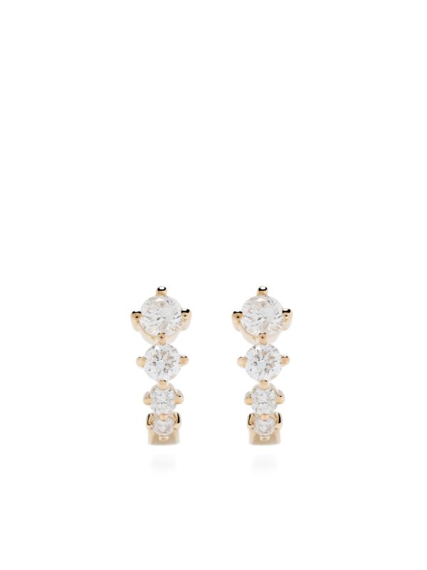 browns Adina Reyter 14K Yellow Gold J Hoop Diamond Earrings | Browns Fine Earrings