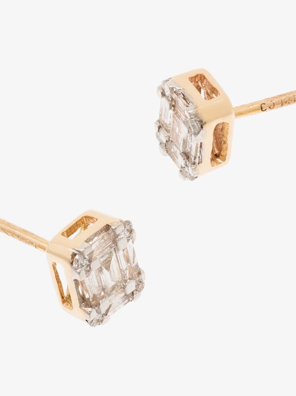 Browns Adina Reyter 14K Yellow Gold Square Diamond Stud Earrings | Browns Fine Earrings