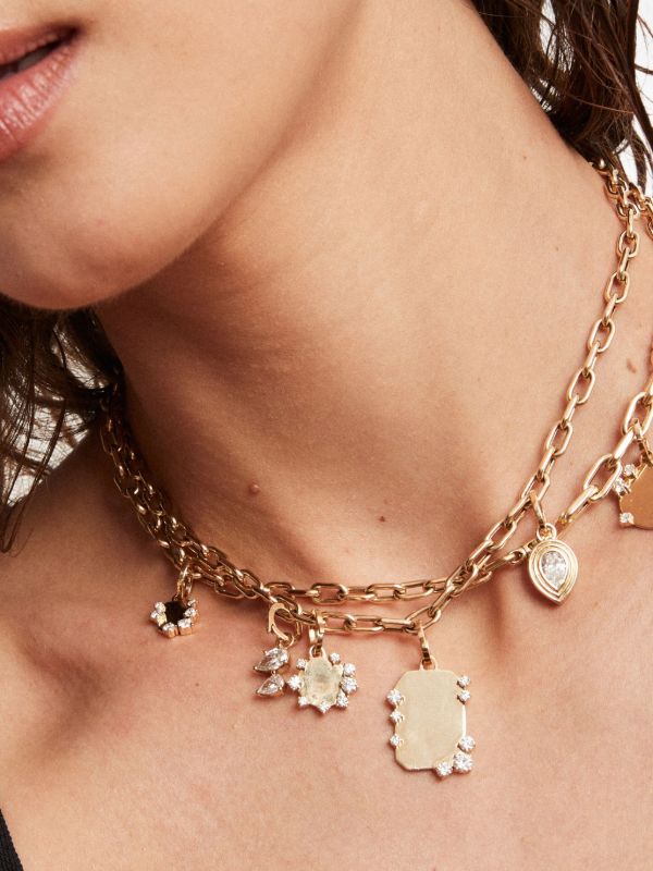 Browns Adina Reyter 14kt Yellow Gold Dog Tag Diamond Necklace | Browns Fine Necklaces