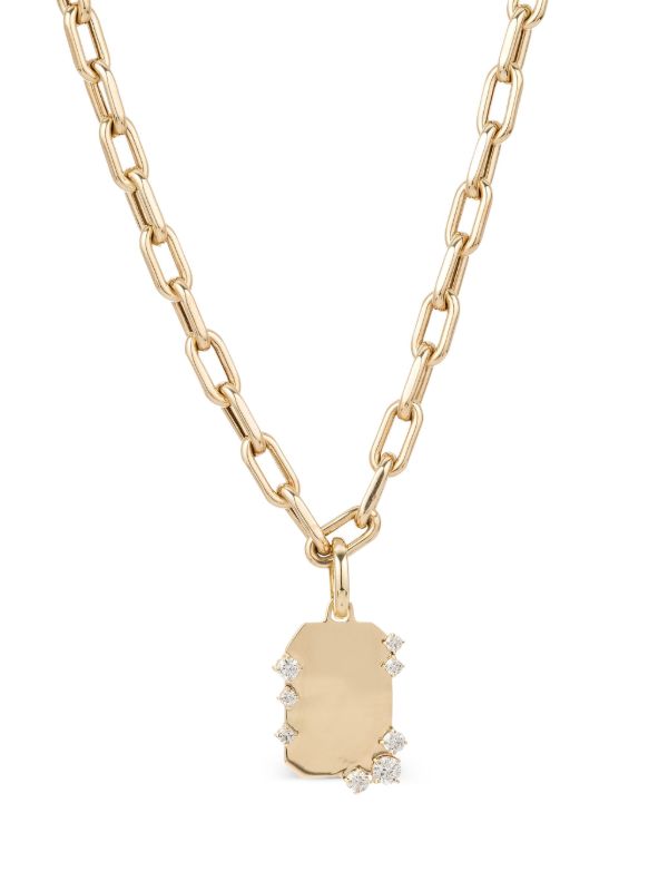 browns Adina Reyter 14kt yellow gold Dog Tag diamond necklace | Browns Fine Necklaces