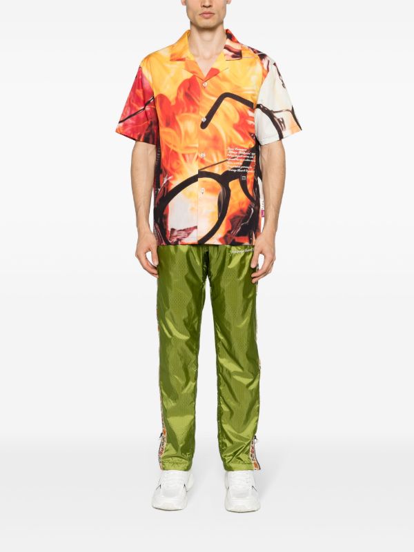Browns Advisory Board Crystals Orange And Red Glasses And Fire Print Short-Sleeved Shirt | Browns Shirts