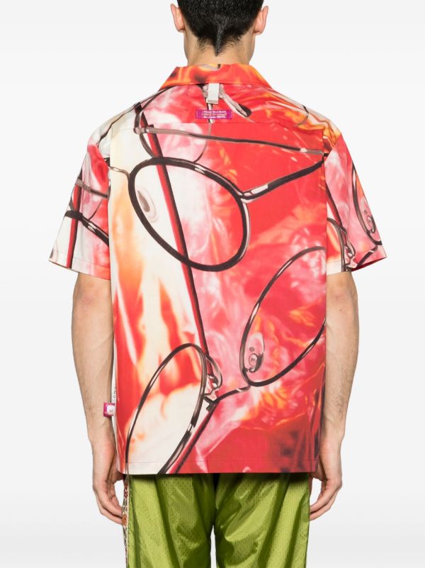 Browns Advisory Board Crystals Orange And Red Glasses And Fire Print Short-Sleeved Shirt | Browns Shirts