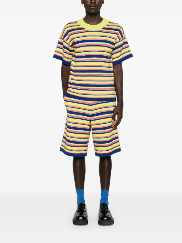 Browns Agbobly Yellow Striped Ribbed Shorts | Browns Track & Running Shorts