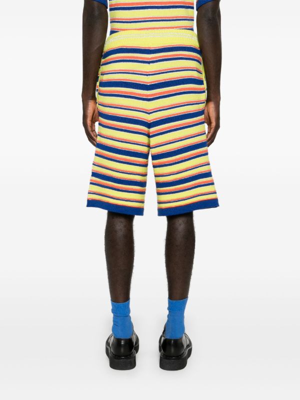 Browns Agbobly Yellow Striped Ribbed Shorts | Browns Track & Running Shorts