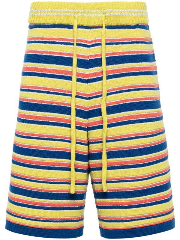 browns Agbobly Yellow Striped Ribbed Shorts | Browns Track & Running Shorts