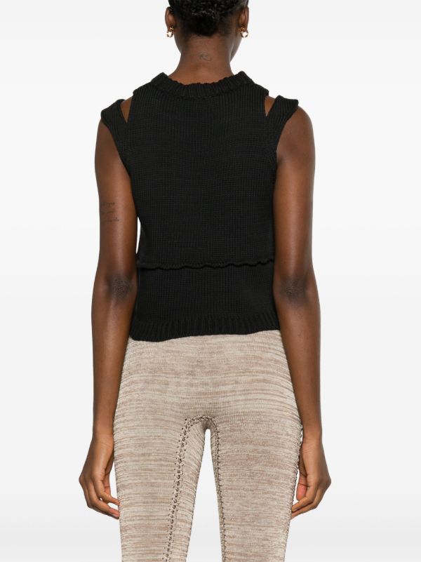 Browns AISLING CAMPS Black Steph Cut-Out Knit Vest | Browns Knitted Tops