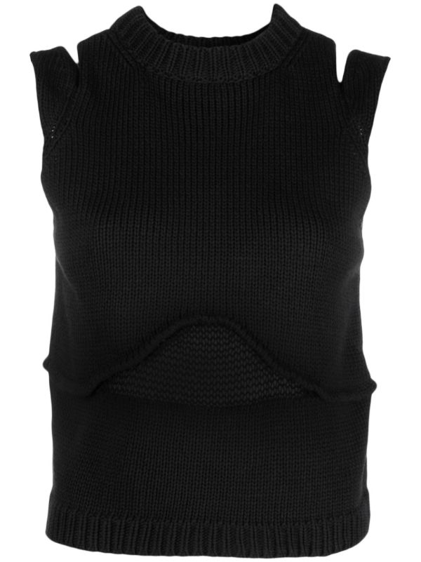 browns AISLING CAMPS Black Steph Cut-Out Knit Vest | Browns Knitted Tops