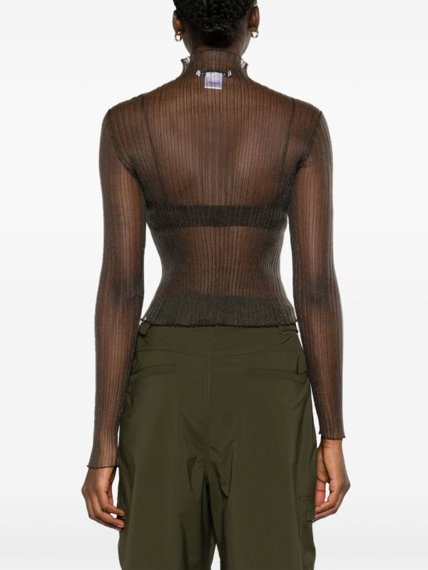 Browns AISLING CAMPS Grey Modern Mist Sheer Long Sleeve Top | Browns T-Shirts & Jersey Shirts