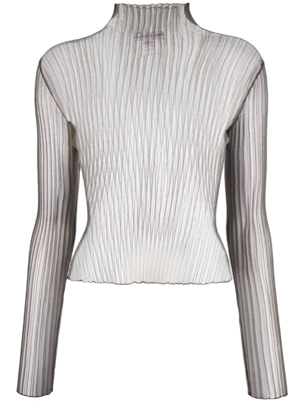browns AISLING CAMPS Grey Modern Mist Sheer Long Sleeve Top | Browns T-Shirts & Jersey Shirts
