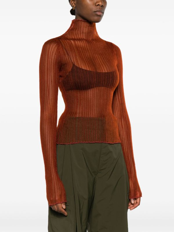 Browns AISLING CAMPS Red Modern Mist Sheer Long Sleeve Top | Browns T-Shirts & Jersey Shirts