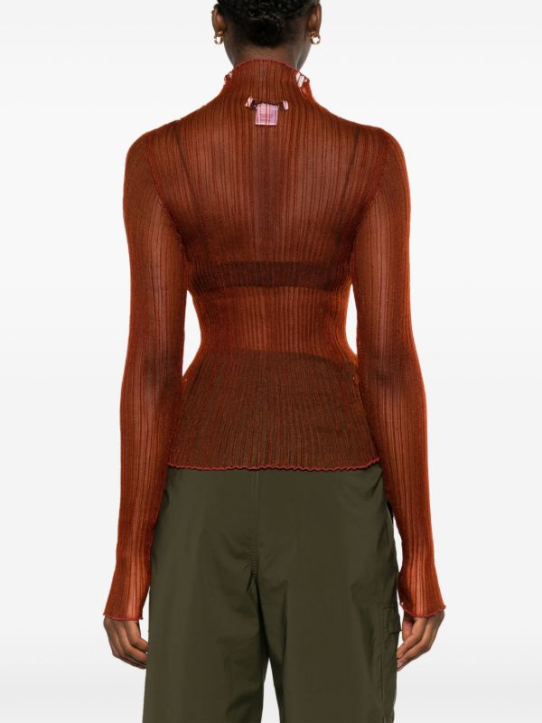 Browns AISLING CAMPS Red Modern Mist Sheer Long Sleeve Top | Browns T-Shirts & Jersey Shirts