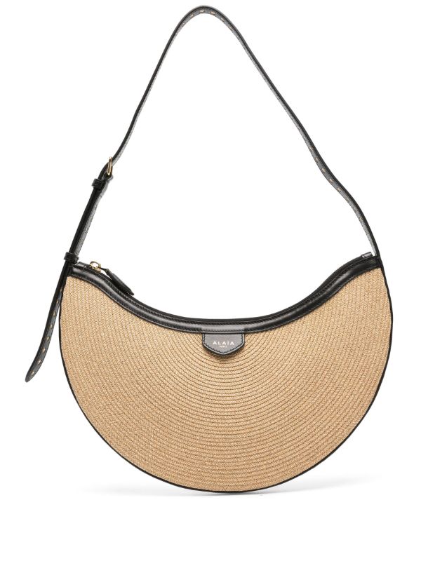 browns Alaïa Beige Half-Moon Woven Shoulder Bag | Browns Shoulder Bags