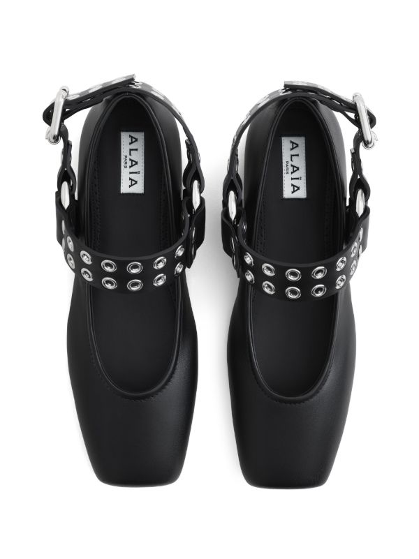 Browns Alaïa Black Biker Ballet Flats | Browns Ballerina Shoes