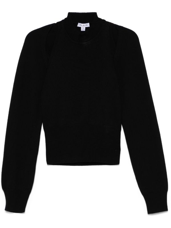 browns Alaïa Black Cut-Out Sweater | Browns Knitted Sweaters