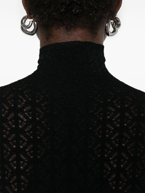 Browns Alaïa Black Geometric-Lace Bodysuit | Browns T-Shirts & Jersey Shirts