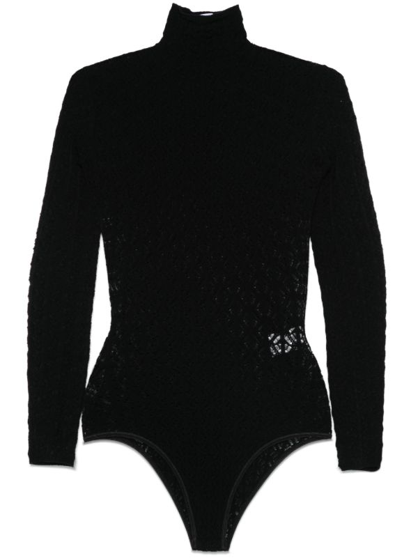 browns Alaïa Black Geometric-Lace Bodysuit | Browns T-Shirts & Jersey Shirts
