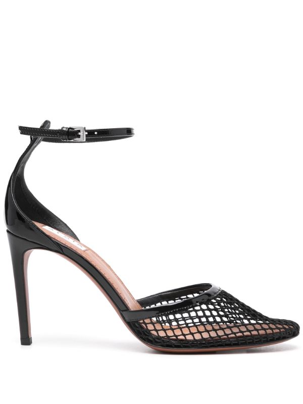 browns Alaïa Black High Fishnet 90 Leather Pumps | Browns Pumps