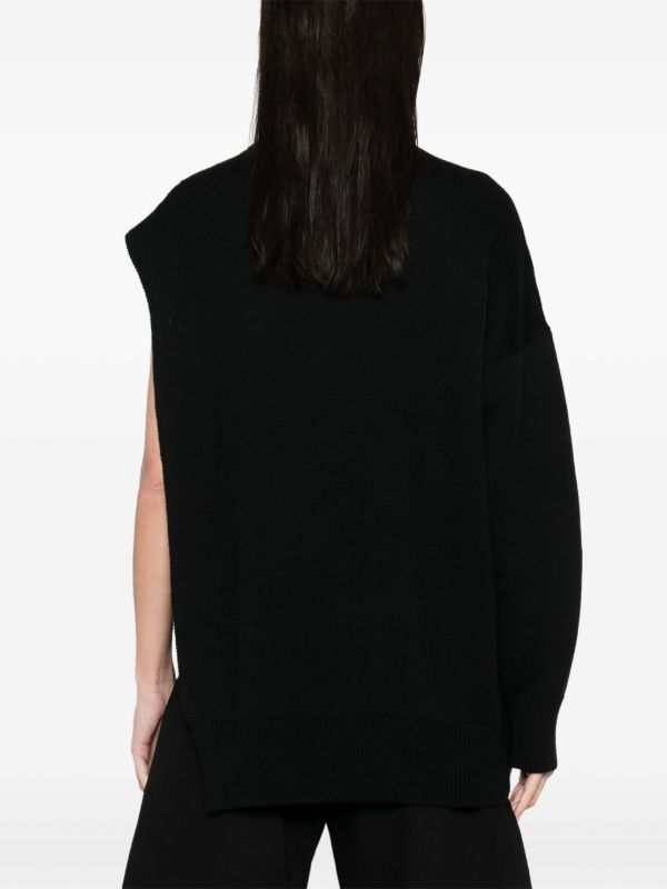 Browns Alaïa Black Single-Sleeved Sweater | Browns Knitted Sweaters