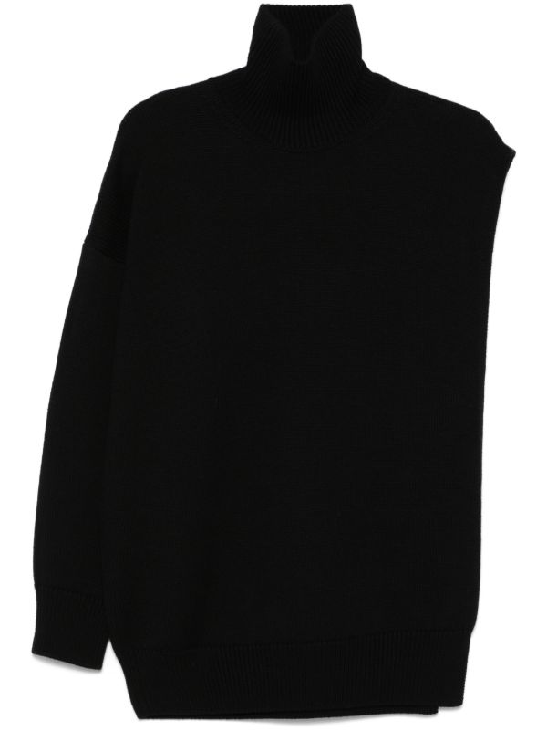 browns Alaïa Black Single-Sleeved Sweater | Browns Knitted Sweaters
