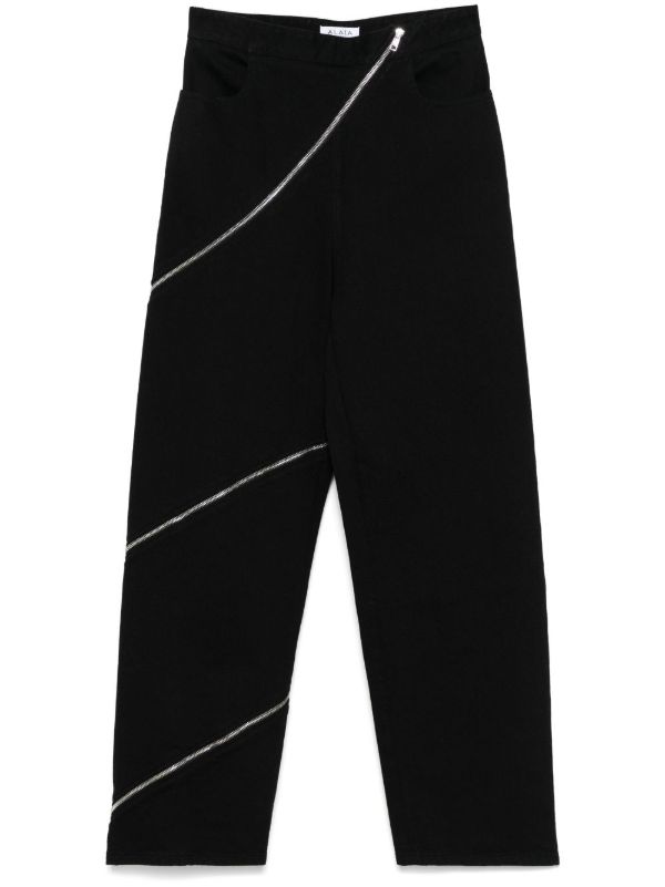 browns Alaïa Black Spiral Jeans | Browns Straight-Leg Pants