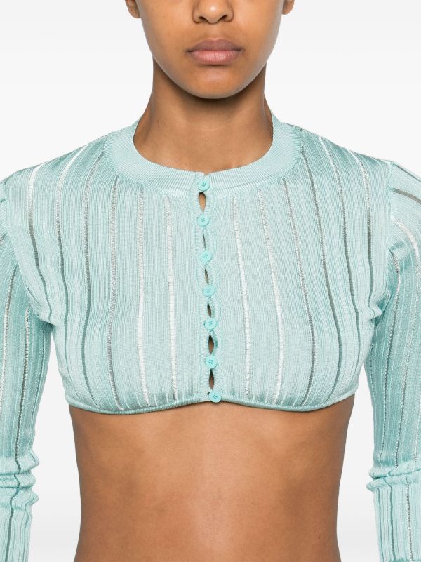 Browns Alaïa Blue Crinoline Cropped Cardigan | Browns Cardigans