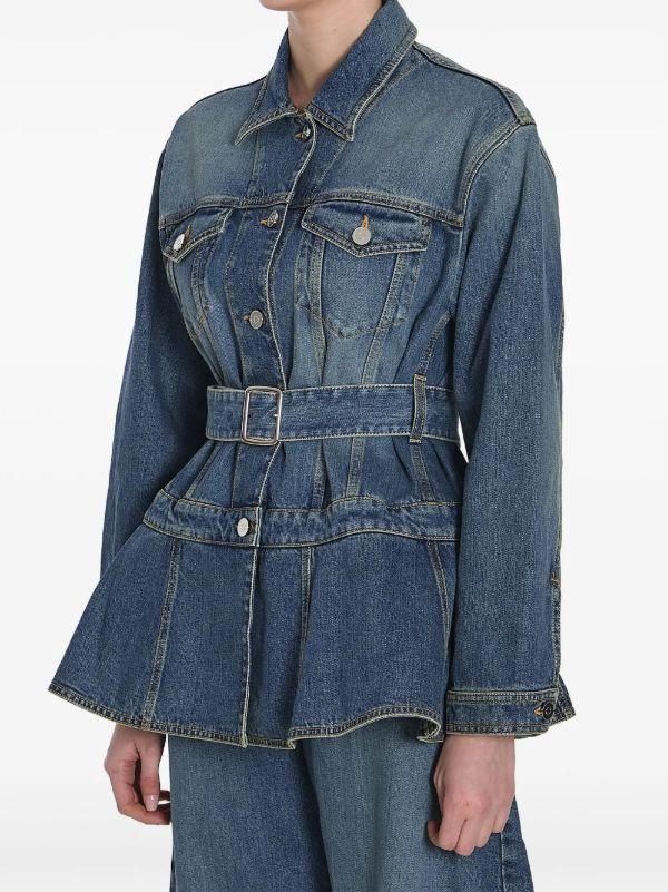 Browns Alaïa Blue Peplum Denim Jacket | Browns Denim Jackets