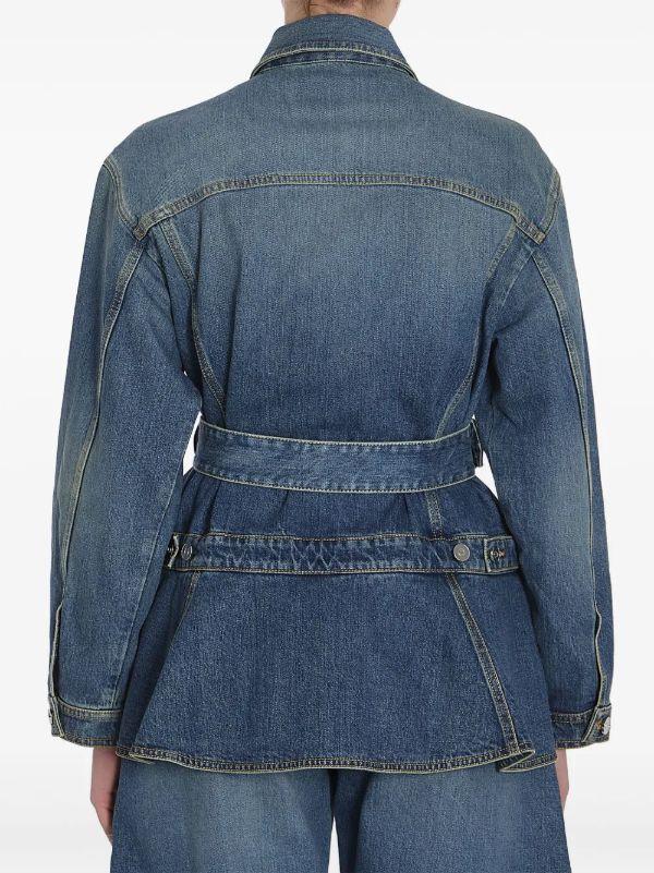 Browns Alaïa Blue Peplum Denim Jacket | Browns Denim Jackets