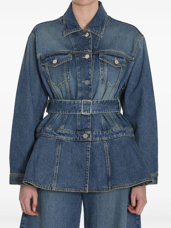 browns Alaïa Blue Peplum Denim Jacket | Browns Denim Jackets