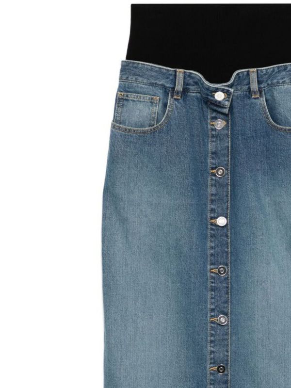 Browns Alaïa Knitted-Waist Maxi Denim Skirt | Browns Straight Skirts