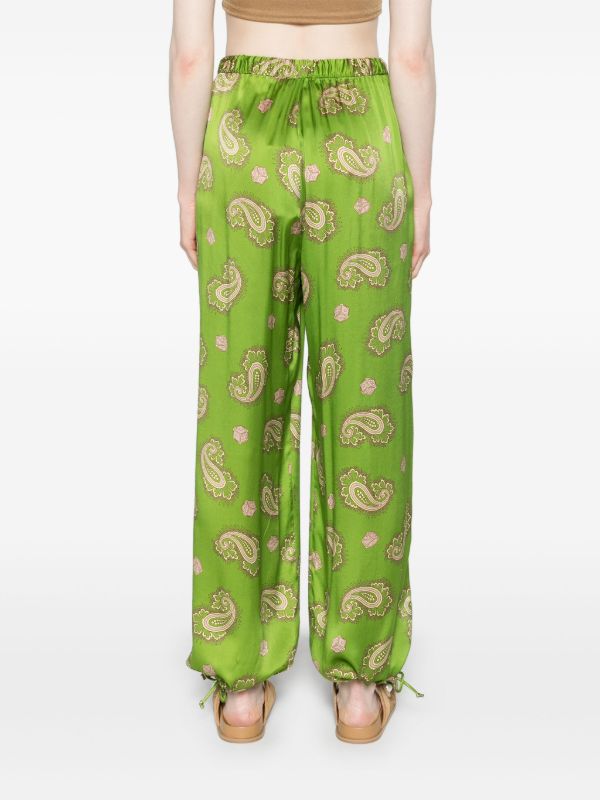 Browns ALEMAIS Green Dice Silk Trousers | Browns High Waisted Pants