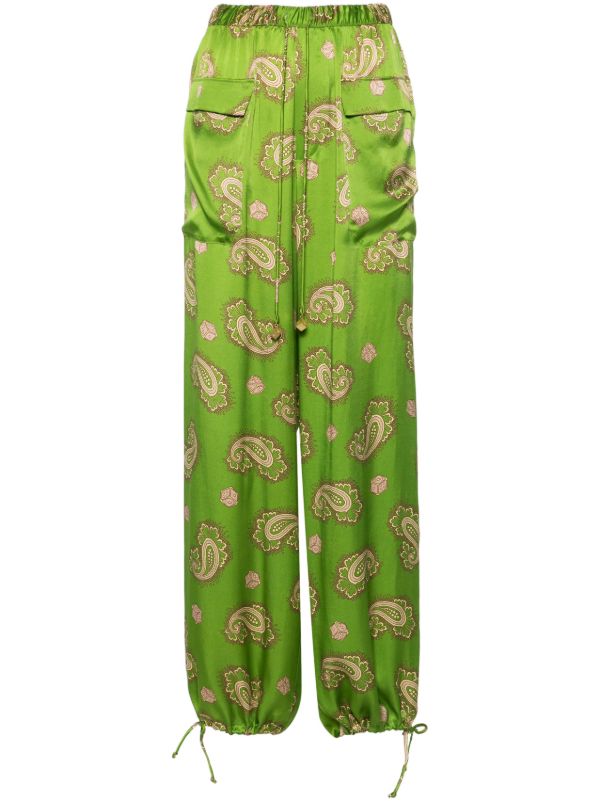 browns ALEMAIS green Dice silk trousers | Browns High Waisted Pants