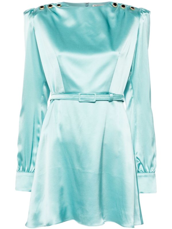 browns Alessandra Rich blue belted silk mini dress | Browns Cocktail & Party Dresses